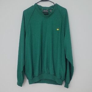 The Masters Collection Mens Windbreaker Pullover Green Long Sleeve V Neck LARGE